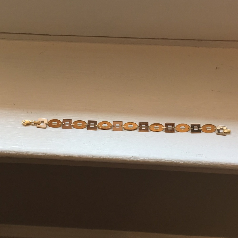 14 karat two tone geometric bracelet